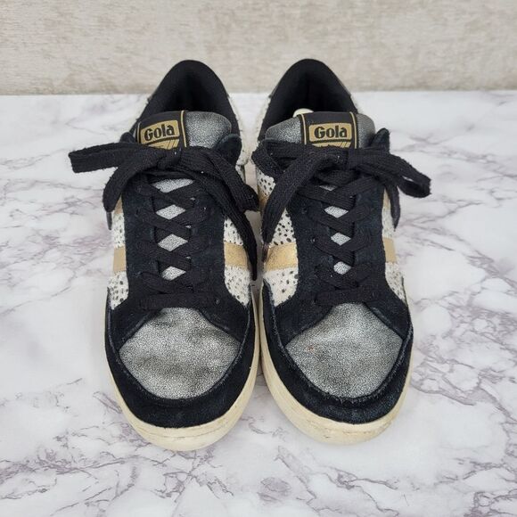 Gola Classics Women's Superslam Sneakers Black Gold Animal Print - Picture 11 of 15